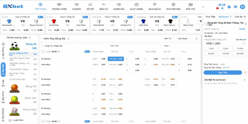 Cá cược thể thao 8Xbet - Hướng dẫn tham gia thắng lớn 6 Hướng dẫn cách thức tham gia cá cược thể thao tại 8Xbet